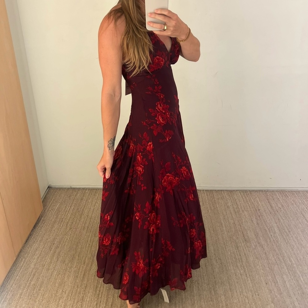 Reformation Burgundy Floral Maxi Dress Briony - Picture 3 of 4